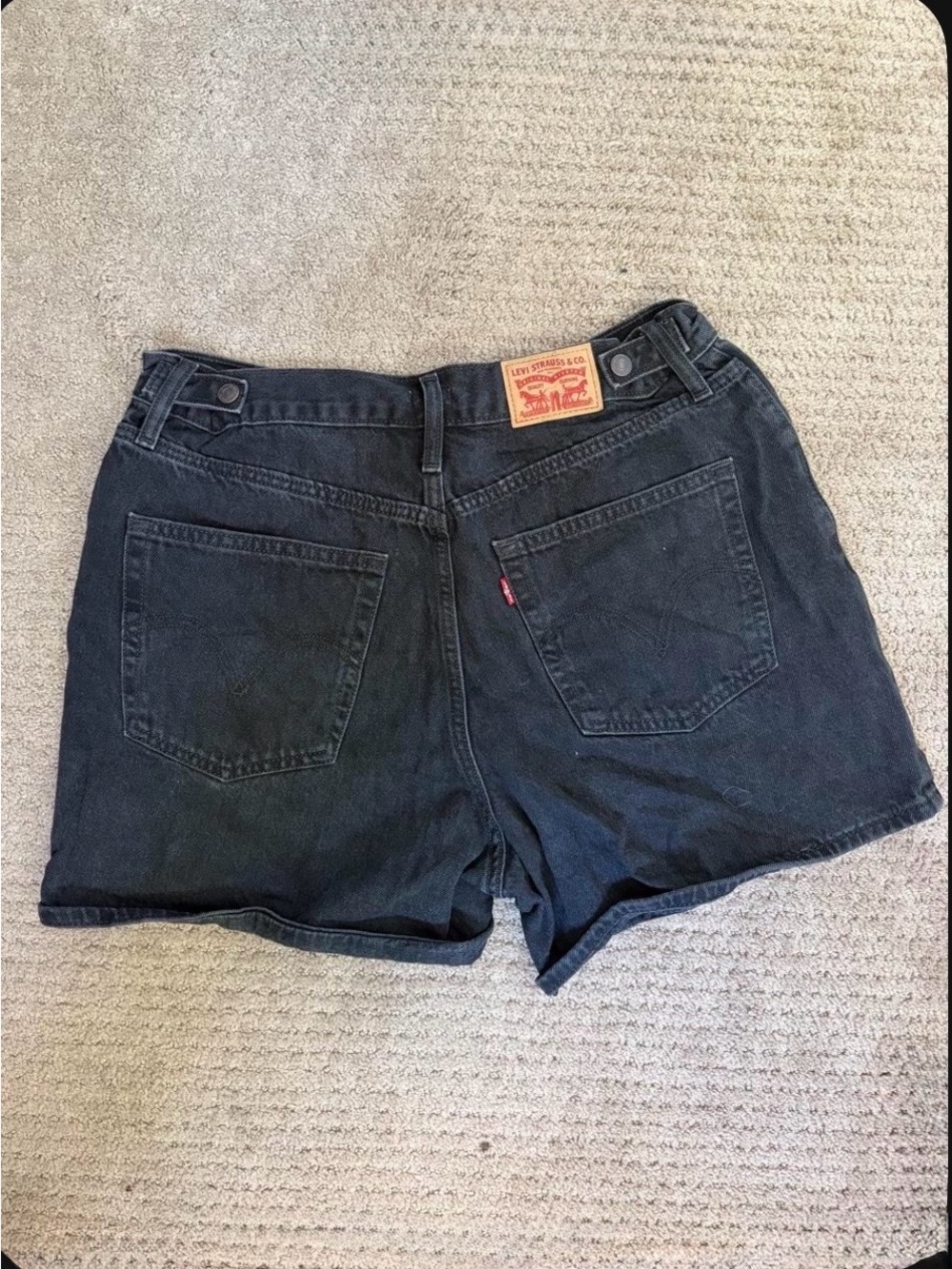 Levi's Black Denim High-Rise Women's Shorts with Patch Label